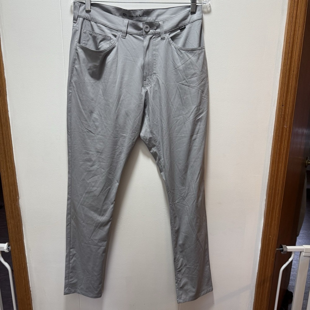 Travis Mathew Mens Gray Golf Pants Size 30 Performance Chino Straight Stretch